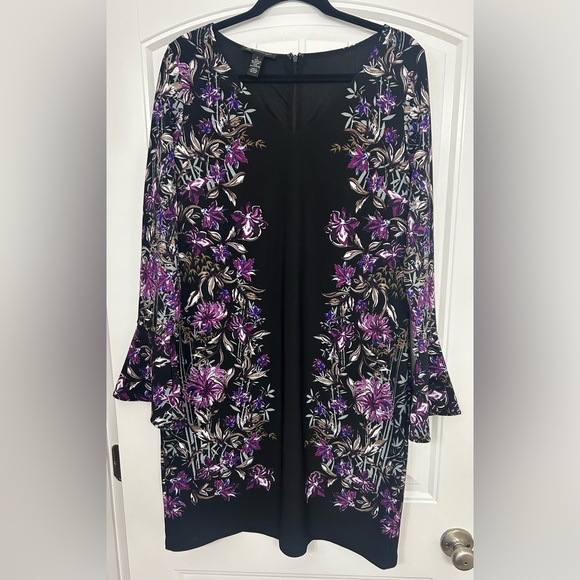 Dresses & Skirts - INC International Concepts Floral Black and Purple Dress size large